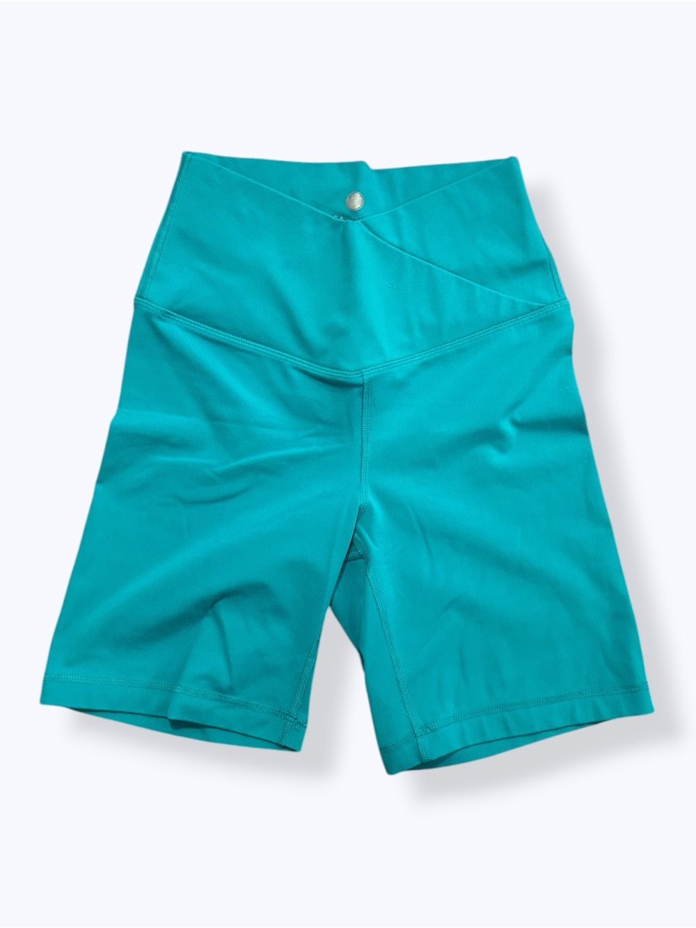 yogalicious Crossover high-waisted turquoise bike shorts